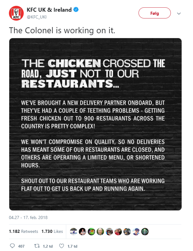 KFC tweet